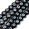 Handmade Evil Eye Lampwork Flat Round Bead Strands, Black, 10x4mm, Hole: 1mm, about 38pcs/strand, 14 inch