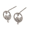 Rhodium Plated 925 Sterling Silver Ear Stud Findings, with Cubic Zirconia, Ring, 10x8mm, Hole: 1mm, Pin: 13x0.9mm
