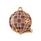 Alloy Enamel Pendants, Golden, Round, Coconut Brown, 23x19x3mm, Hole: 1.8mm