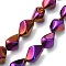 Full Plated Electroplate Glass Beads Strands, Nuggets, Purple, 22x12.5x15mm, Hole: 1.4mm, about 30pcs/strand, 25.20''(64cm)