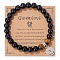 Natural Tiger Eye & Agate Beaded Stretch Bracelets, Constellation Charm Bracelets, Round, Gemini, 7-1/2 inch(19cm)