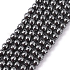 Non-Magnetic Synthetic Hematite Beads Strands, Round, 4mm, Hole: 1mm, about 95~102pcs/strand, 15inch