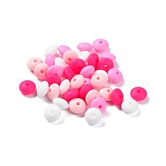 Rondelle Food Grade Eco-Friendly Silicone Focal Beads, Hot Pink, 11.5x7mm, Hole: 2.5mm, 4 colors, 10pcs/color, 40pcs/bag