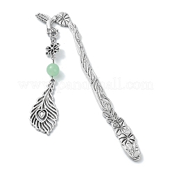 Natural & Dyed Malaysia Jade Round Beaded Alloy Bookmarks&nbsp;AJEW-JK00292