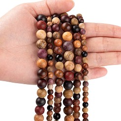 3 Style Natural Wood Beads Strands&nbsp;WOOD-LS0001-34