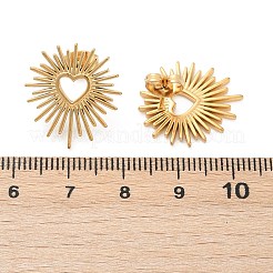Ion Plating(IP) 304 Stainless Steel Hollow Out Heart Stud Earrings for Women&nbsp;EJEW-E271-02G