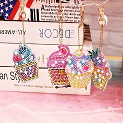 Cake Shape DIY 5D Diamond Painting Keychain&nbsp;DIY-WH0161-94
