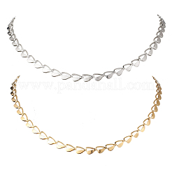 2Pcs 2 Colors 304 Stainless Steel Heart Link Chain Necklaces for Women&nbsp;NJEW-JN05898