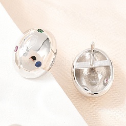 Oval Brass Micro Pave Cubic Zirconia Stud Earrings&nbsp;EJEW-Z164-17P-02