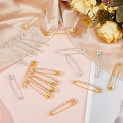 20Pcs 2 Colors Alloy Rhinestones Safety Pin Brooch&nbsp;SJEW-FH0001-04