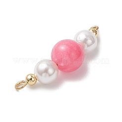 5Pcs 5 Colors Natural Dragon Veins Agate & Dyed Blue Lace Agate & Amethyst & Chalcedony & Dyed Malaysia Jade & Shell Pearl Round Beaded Connector Charms&nbsp;PALLOY-JF04638