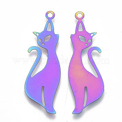 Ion Plating(IP) 201 Stainless Steel Kitten Pendants&nbsp;STAS-R102-25