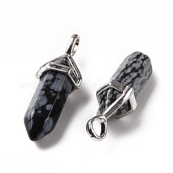 Natural Snowflake Obsidian Pointed Pendants&nbsp;G-K329-65P