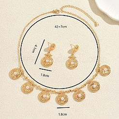 Vintage Alloy Round Dangle Stud Earrings & Pendant Necklaces Sets for Women&nbsp;TT0279