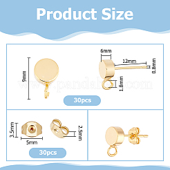 30Pcs Brass Stud Earring Findings&nbsp;KK-HS0001-72B
