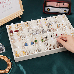 1Pc Linen Jewelry Pendant Necklace Storage Box with 24 Compartments&nbsp;AJEW-SP0001-05