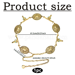 1Pc Tibetan Style Alloy Oval & Cattle Skull Head Link Chain Waist Belly Body Chains for Women&nbsp;AJEW-DC0003-23AG