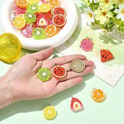 28Pcs 7 Styles Fruit Theme Spray Painted Opaque Resin Pendants&nbsp;RESI-FS0002-43