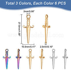 18Pcs 3 Colors 304 Stainless Steel Pendants&nbsp;STAS-UN0042-22