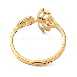 Ion Plating(IP) 304 Stainless Steel Hollow Lotus Adjustable Ring for Women&nbsp;RJEW-M149-32G