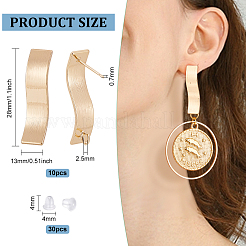 10Pcs Brass Twist Rectagnle Stud Earring Findings&nbsp;KK-BC0010-95