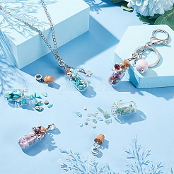 Clear Glass Bottle Natural & Synthetic Mixed Gemstone European Dangle Charms&nbsp;FIND-PH0007-64
