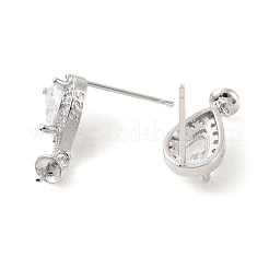 Rack Plating Brass Micro Pave Cubic Zirconia Stud Earring Finding&nbsp;KK-C021-13P