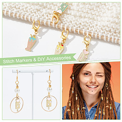 Alloy Enamel Ice Sucker & Ice Cream Pendant Locking Stitch Markers&nbsp;HJEW-AB00035