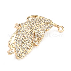 Feather Brass Micro Pave Cubic Zirconia Enhancer Shortener Bails&nbsp;KK-F934-07A-G