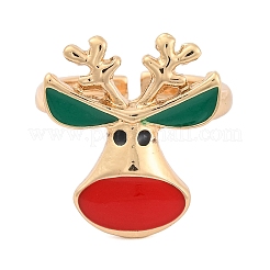 Christmas Theme Alloy Enamel Open Cuff Ring&nbsp;RJEW-C106-02B-KCG