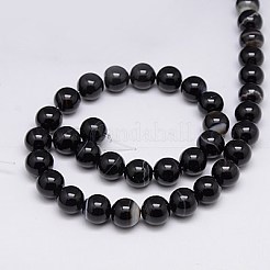Natural Black Agate Beads Strands&nbsp;G-G582-10mm-07