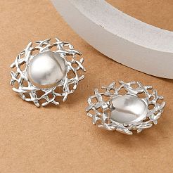 304 Stainless Steel Flat Round Stud Earrings for Women&nbsp;EJEW-M089-05P