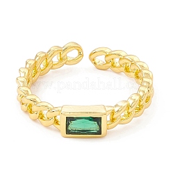 Cubic Zirconia Rectangle Open Cuff Ring&nbsp;RJEW-I083-02G-02