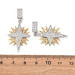 Brass Micro Pave Clear Cubic Zirconia Pendants&nbsp;KK-G543-10GP-02