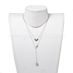 Heart Lariat Necklaces & Pendant Necklaces Sets&nbsp;NJEW-JN02803-03