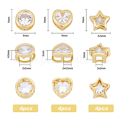 12Pcs 3 Style Brass Cubic Zirconia Multi-Strand Links&nbsp;KK-FH0005-09