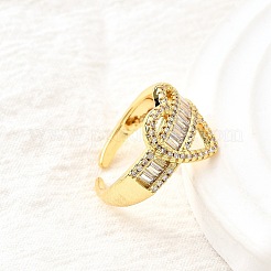 Brass Micro Pave Cubic Zirconia Cuff Rings for Women&nbsp;RJEW-F184-03G