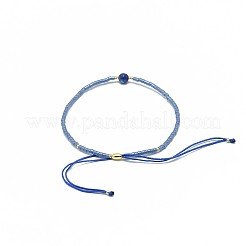 Adjustable Natural Lapis Lazuli Braided Bead Bracelets&nbsp;BJEW-F391-A10