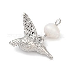 Natural Cultured Freshwater Pearl & Brass Pendants&nbsp;KK-U062-03P