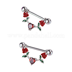 316L Surgical Stainless Steel Pave Dark Red Cubic Zirconia Nipple Stirrup&nbsp;FS-WGDE58A-05