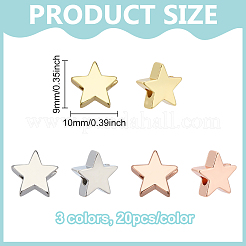 60Pcs 3 Colors Brass Beads&nbsp;KK-PH0012-16