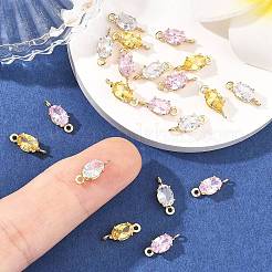 SHEGRACE Brass Pave Cubic Zirconia Oval Connector Charms&nbsp;XGRQ2O464-437G