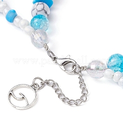 Synthetic Turquoise Tortoise & Starfish Pendant Necklace&nbsp;NJEW-JN04481-02