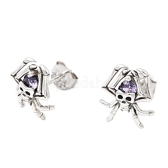 Halloween 925 Sterling Silver Cubic Zirconia Stud Earrings&nbsp;EJEW-P327-01D-AS