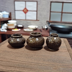 3Pcs 3 Styles Chinese Style Mini Ceramic Vase Miniature Ornaments Sets&nbsp;BOTT-PW0002-106