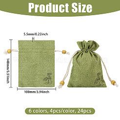 24Pcs 6 Colors Flower Printed Cloth Drawstring Bags&nbsp;ABAG-CA0001-22B