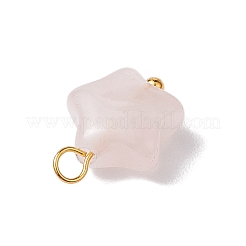 Natural Rose Quartz Star Charms with Brass Loops&nbsp;PALLOY-JF02733-01