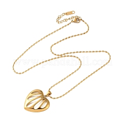 304 Stainless Steel & Natural White Shell Hollow Heart Pendant Necklaces for Women&nbsp;SA-CBAD22F-06G