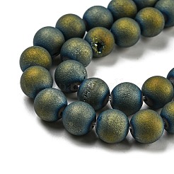 Electroplated Natural Agate Round Bead Strands&nbsp;G-M171-8mm-07