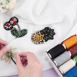 3Pcs 3 Style Tree & Pineapple & Cherry Rhinestone Beading Applqiues&nbsp;PATC-GF0001-26